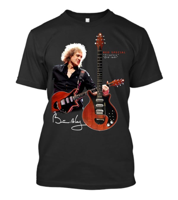 Brian May Red Special Guitar Fireplace Old Lady Signature T-Shirt