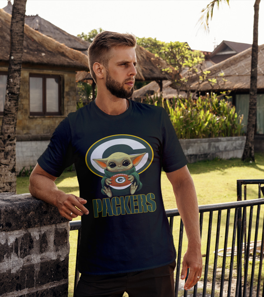 Packers GBP Fan Baby Yoda Football T-Shirt