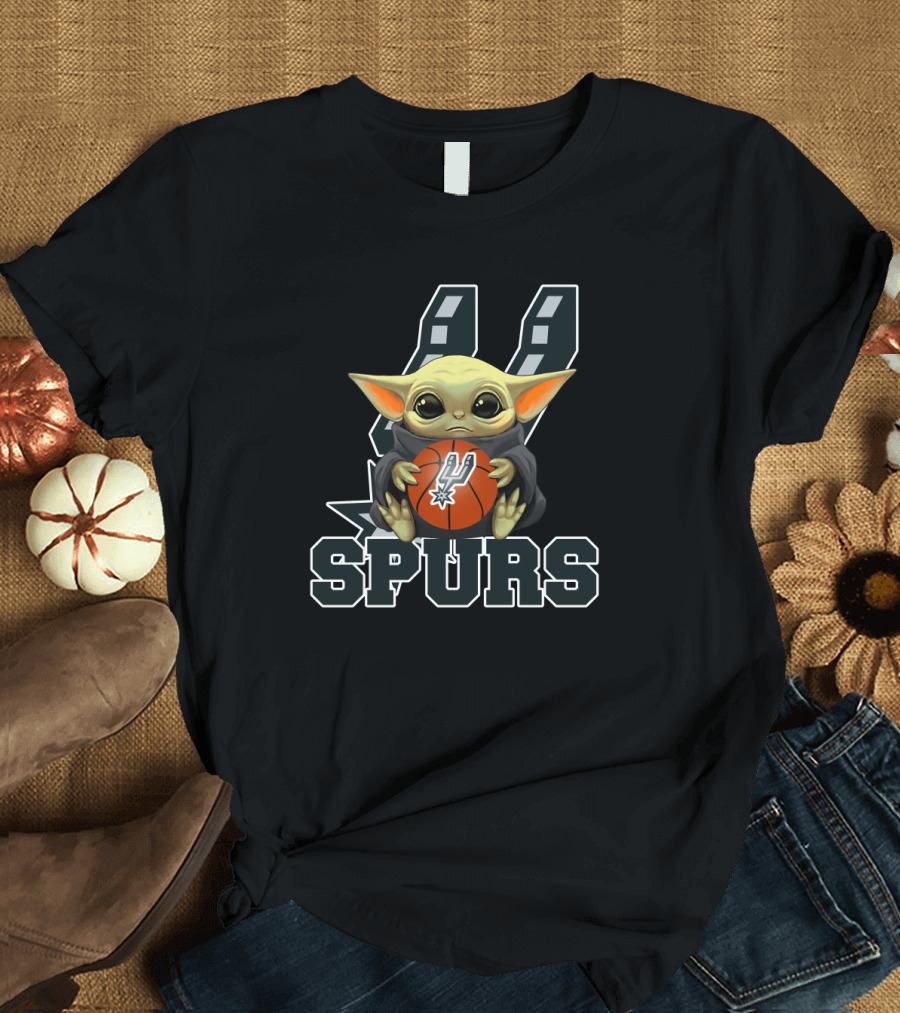 San Antonio Spurs Basketball Fan Art Featuring Baby Alien Character T-Shirt