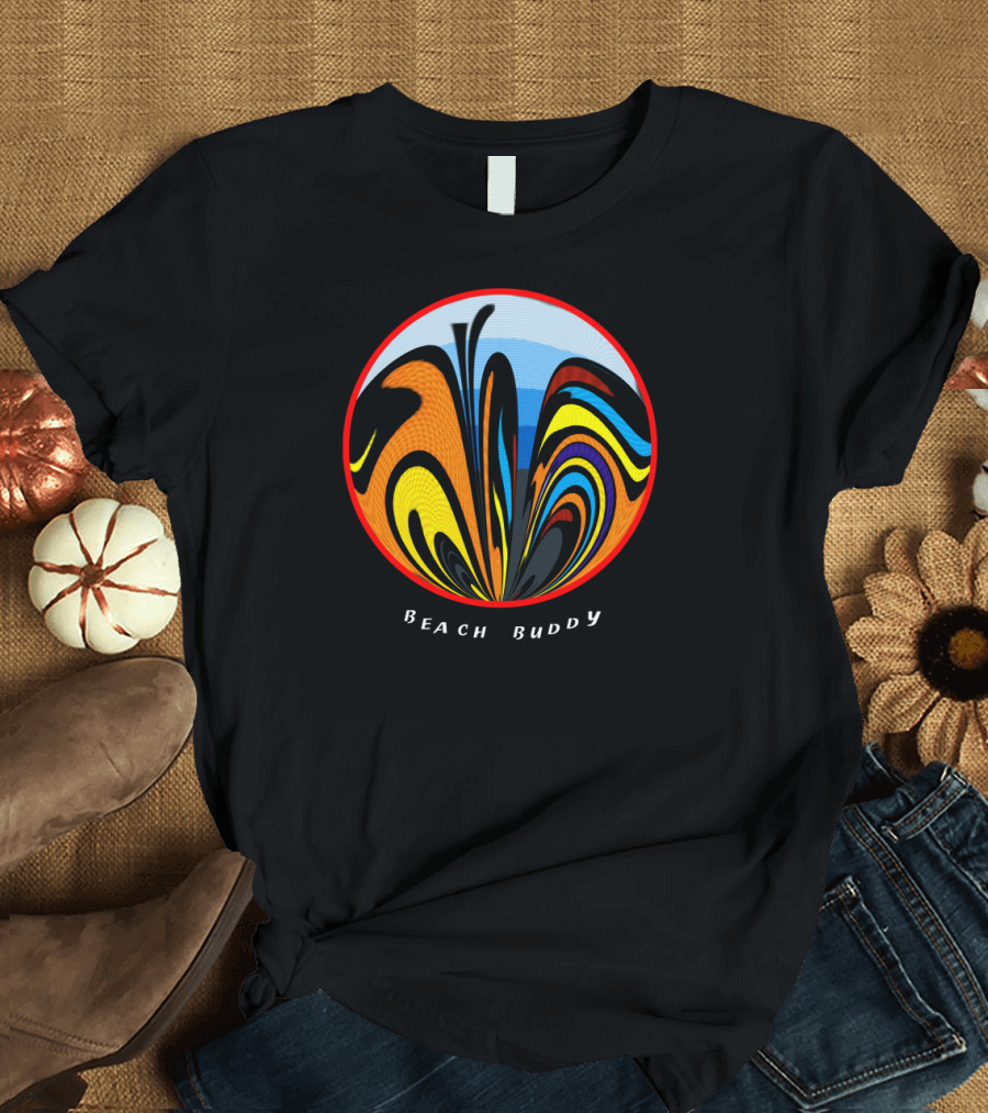 Beach Buddy Vibrant Wave Pattern in Circular T-Shirt