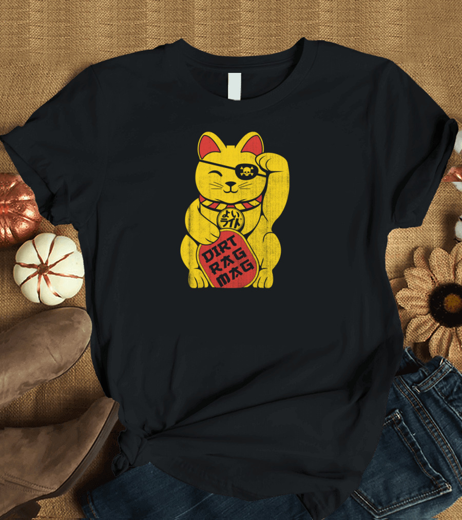 Dirt Rag Mag Pirate Eyepatch Lucky Cat Japan T-Shirt