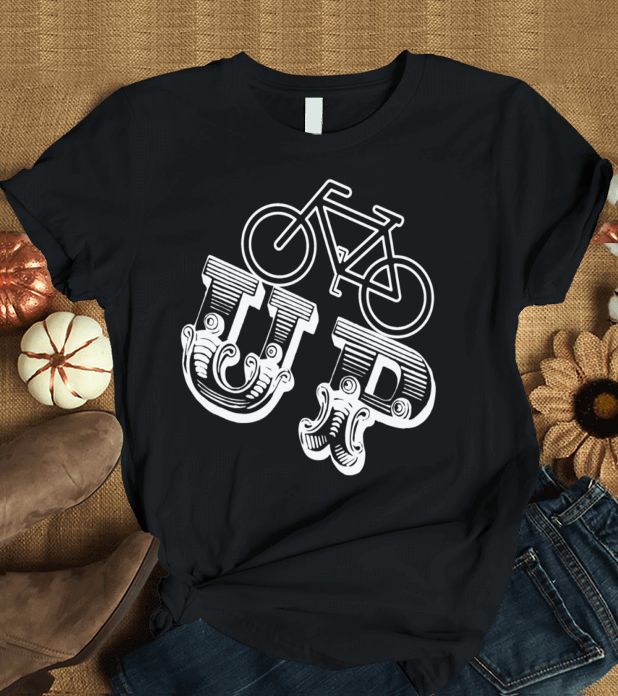 UP Bicycle with Vintage Ornamental Typography T-Shirt