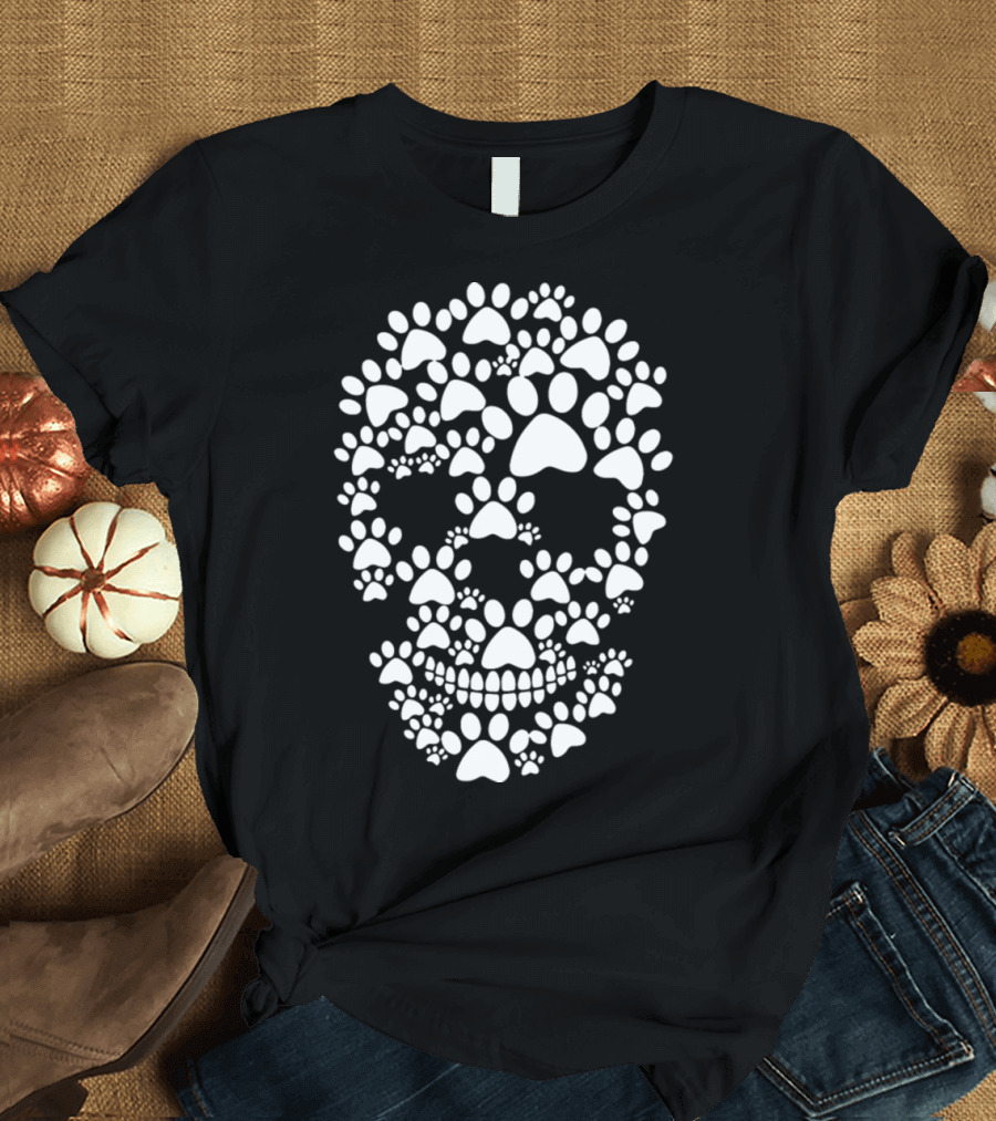 Paw Prints Skull Dog T-Shirt