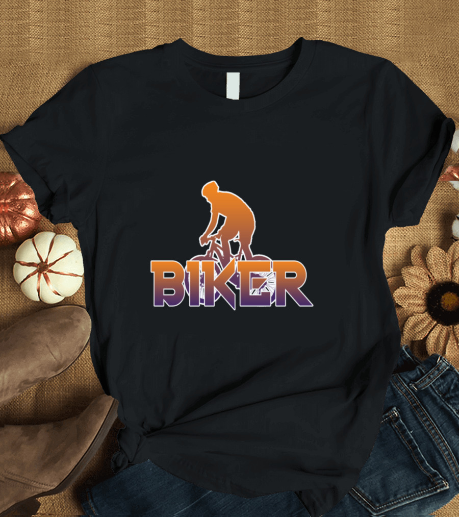 Biker Silhouette on Mountain Bike T-Shirt