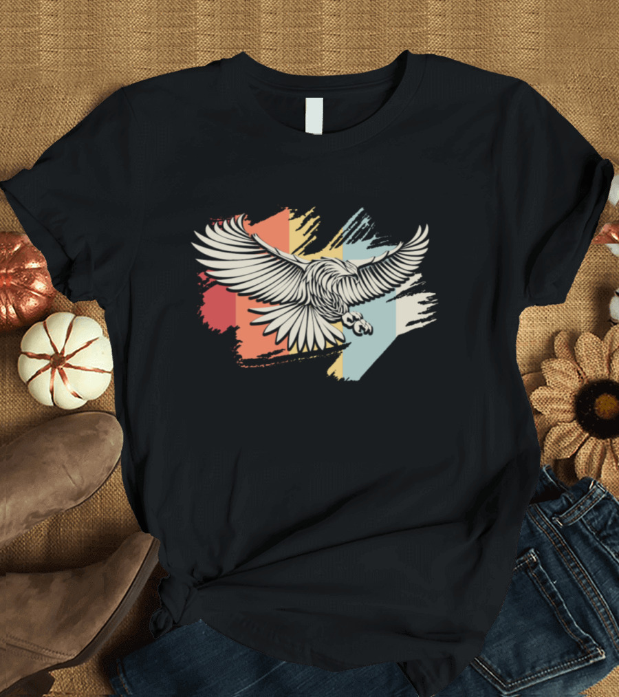 Golden Eagle Hiking Mountains Retro Style Eagle T-Shirt