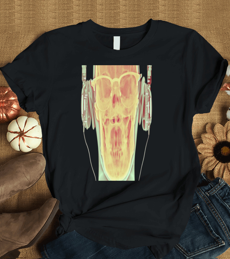 Listening Skeleton X-Ray with Headphones T-Shirt