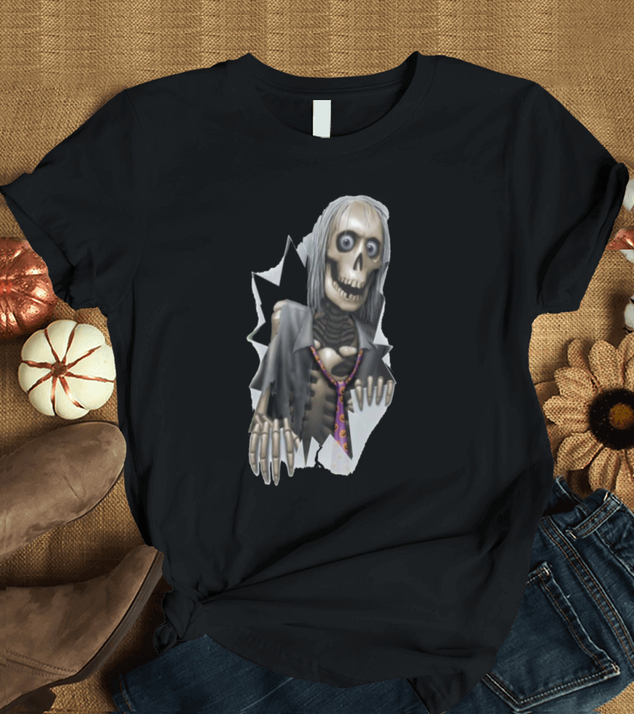 Skeleton Ripping Through Torn Shirt with Tie T-Shirt