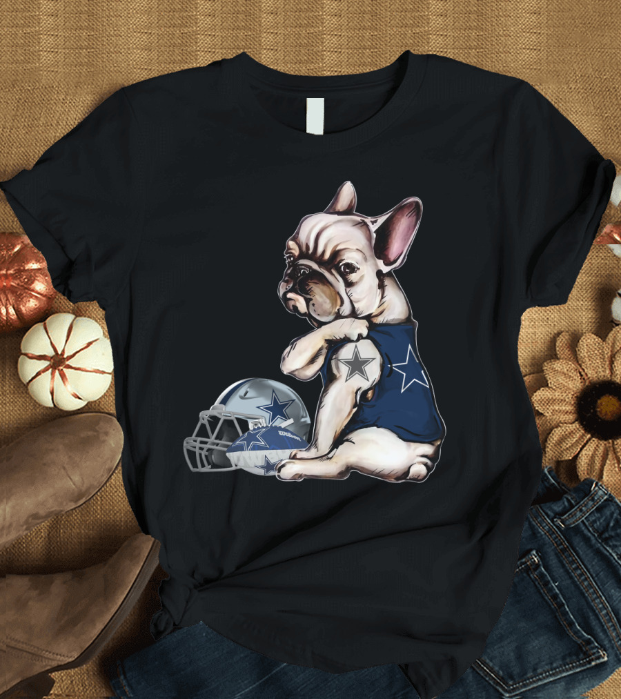 Dallas Cowboys Pug with Star Jersey and Helmet T-Shirt