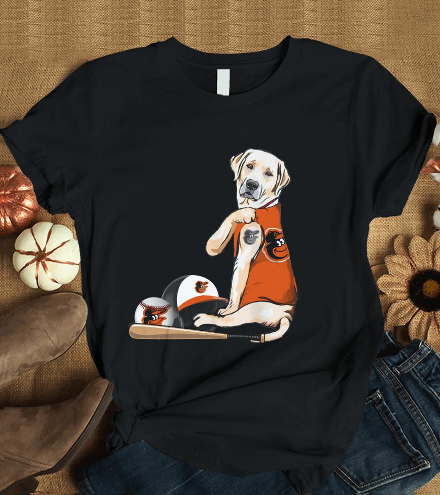 Yellow Labradors Baltimore Orioles Baseball Retriever T-Shirt
