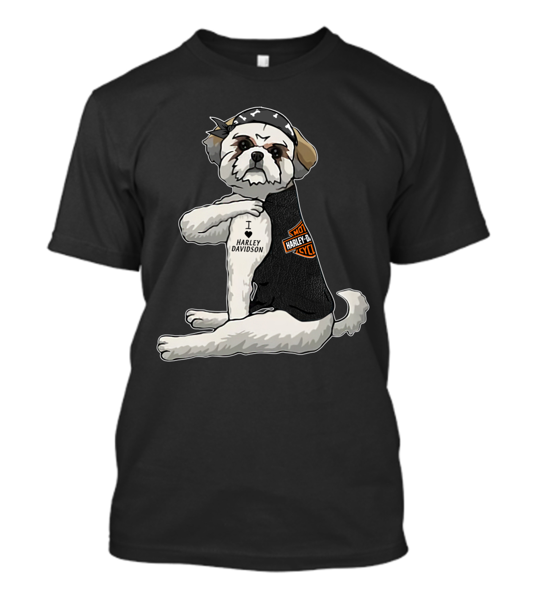 Shih Tzu Harley Davidson I Love Harley Davidson Motorcycle Dog T-Shirt
