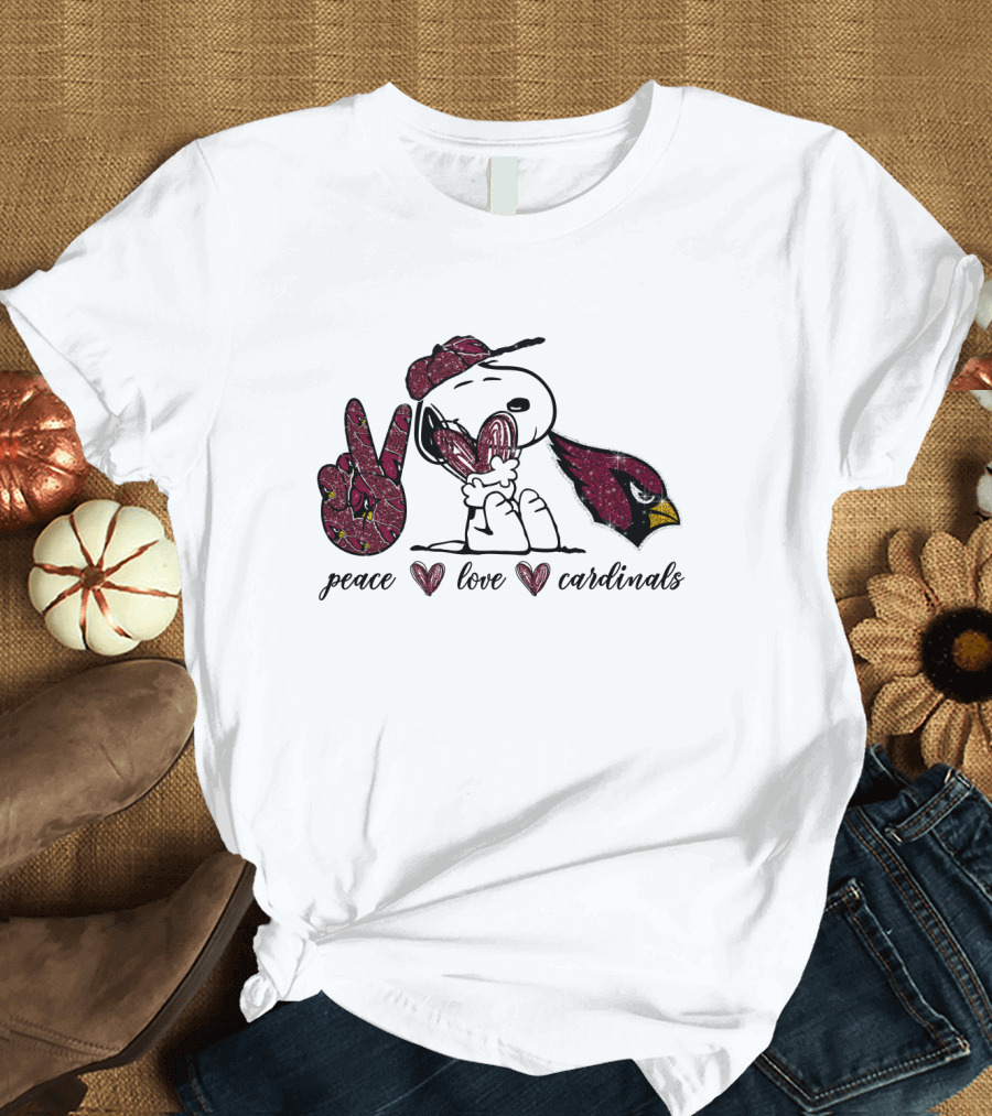 Peace Love Arizona Cardinals Snoopy Fan T-Shirt