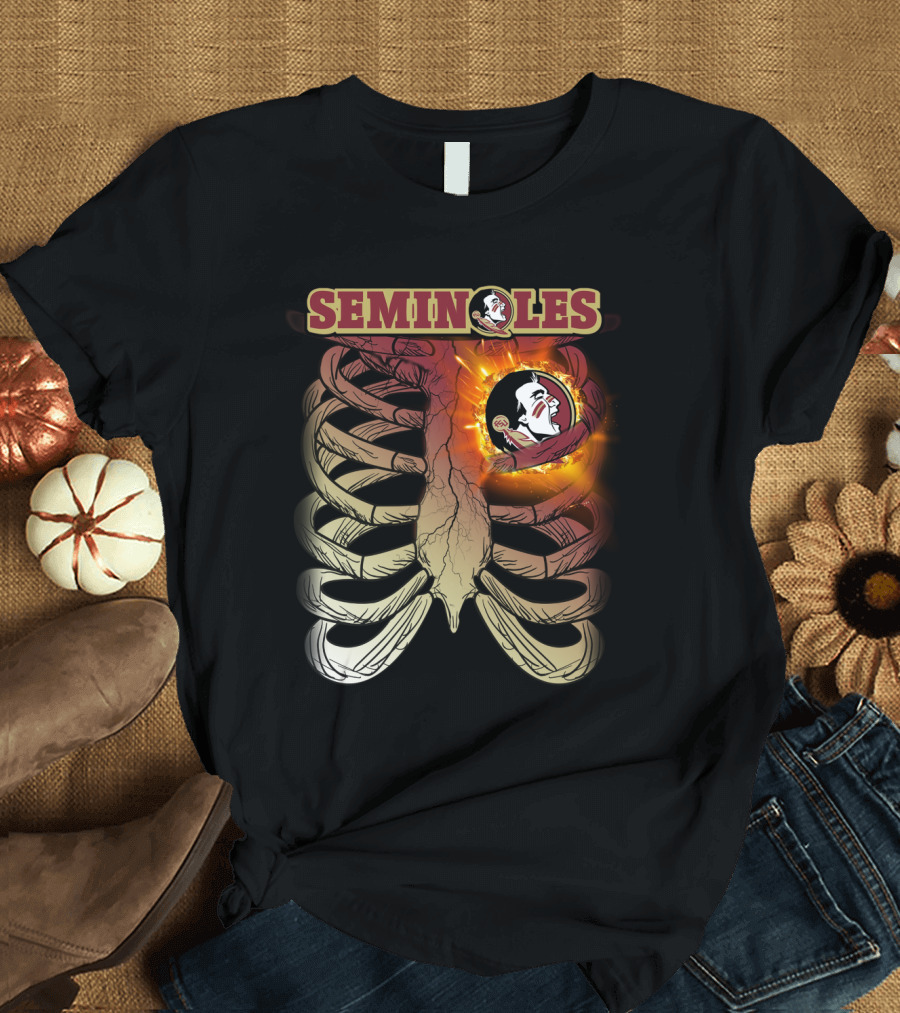 Florida State Seminoles Logo with Fiery Ribcage T-Shirt