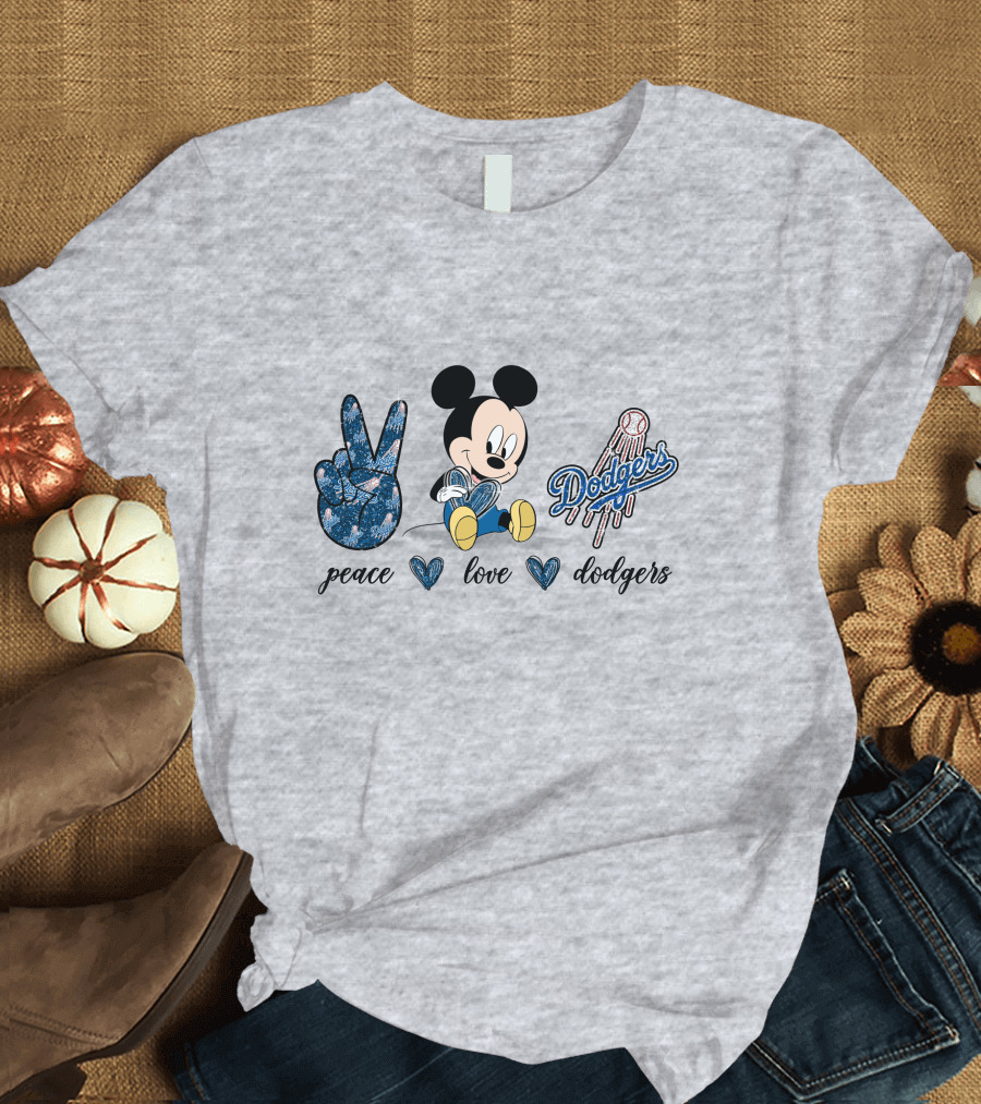Peace Love Dodgers Mickey Mouse T-Shirt