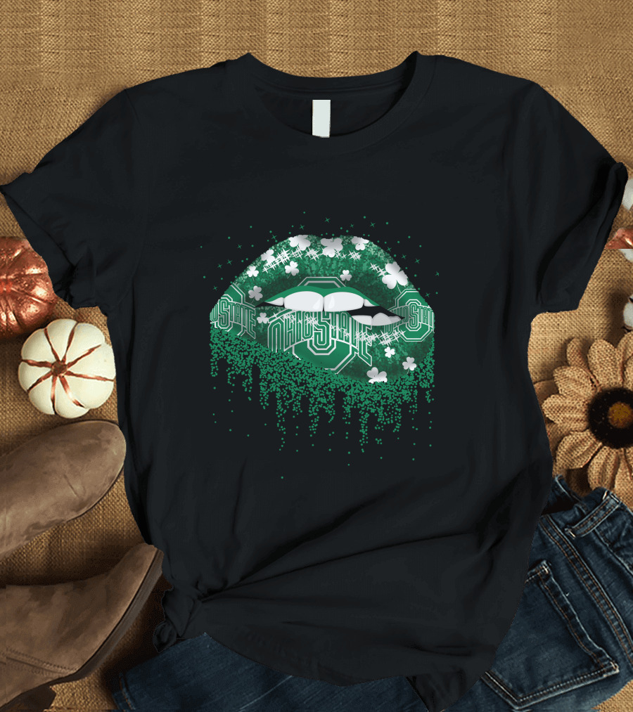 Ohio State Buckeyes Lips Shamrock Lucky Green T-Shirt