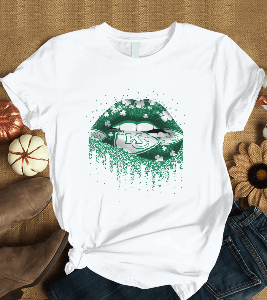 KC Chiefs Clover Lips St. Patrick's Day T-Shirt