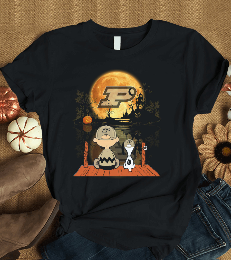 Purdue Boilermakers Halloween Moon Charlie Snoopy 495 L1TTT T-Shirt