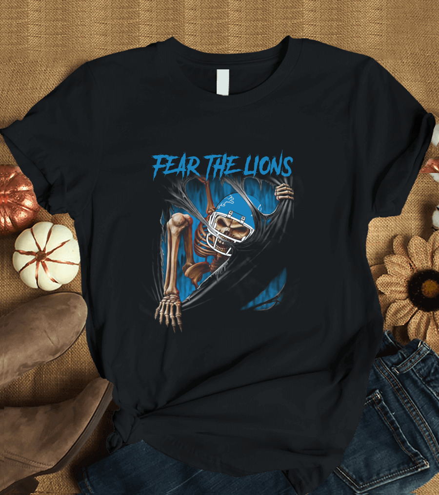 Fear The Lions Detroit Lions Skeleton 515NFL L1MTH T-Shirt