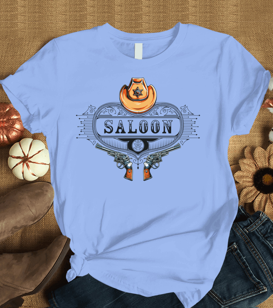 Saloon Cowboy Hat and Revolvers Vintage Western T-Shirt