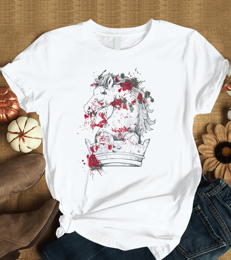 Horse Crown Art Blood Splatter T-Shirt
