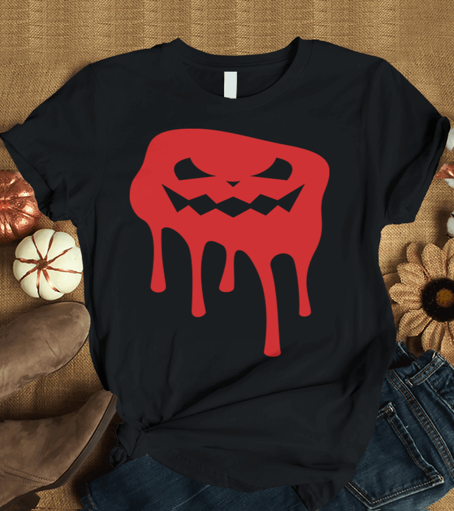 Bloody Dripping Halloween Pumpkin Face T-Shirt