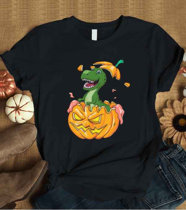 T-Shirt: Dinosaurs Pumpkin Halloween T-Rex Dino Jack-O'-Lantern T-Shirt Dinosaurs Pumpkin Halloween T-Rex Dino Jack-O'-Lantern T-Shirt