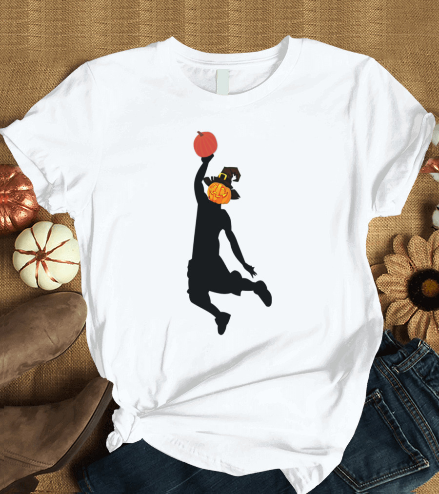 Halloween Basketball Pumpkin Dunk T-Shirt