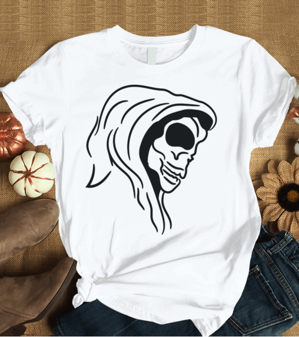 T-Shirt: Cool Death Evil Skeleton Skull in Hood Tattoo T-Shirt Cool Death Evil Skeleton Skull in Hood Tattoo T-Shirt