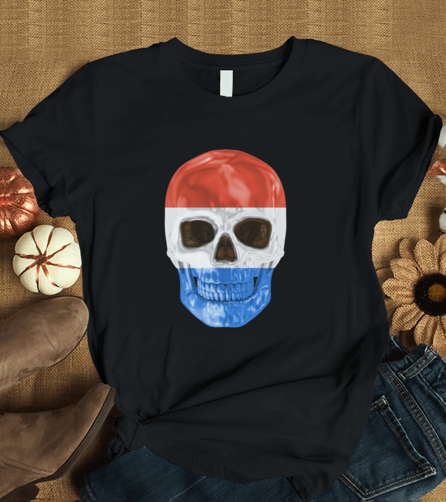 Netherlands Flag Skull T-Shirt