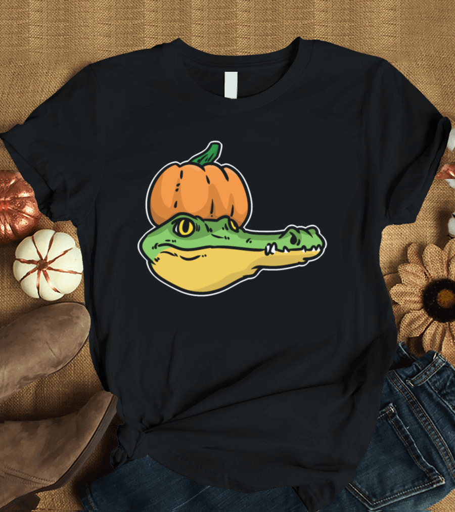 Witch Broom Horror Costume Witches Pumpkin Alligator Head T-Shirt