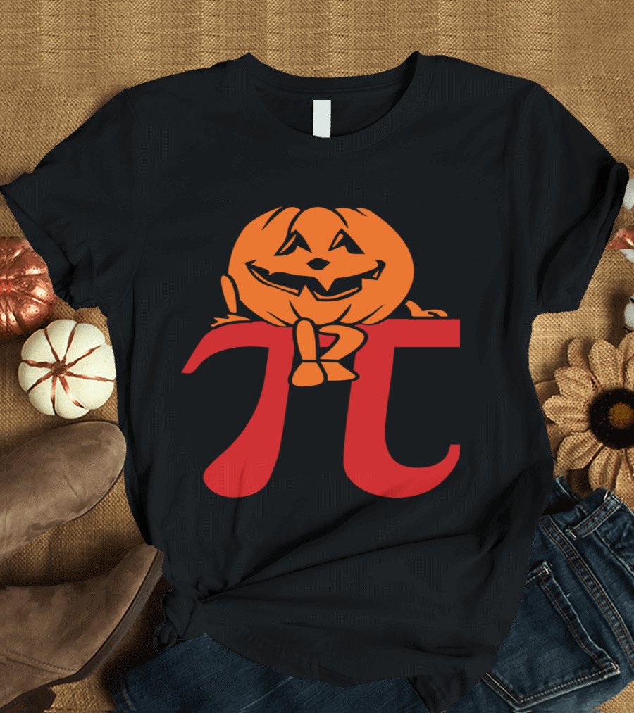 Pumpkin on Pi Symbol Halloween Math T-Shirt