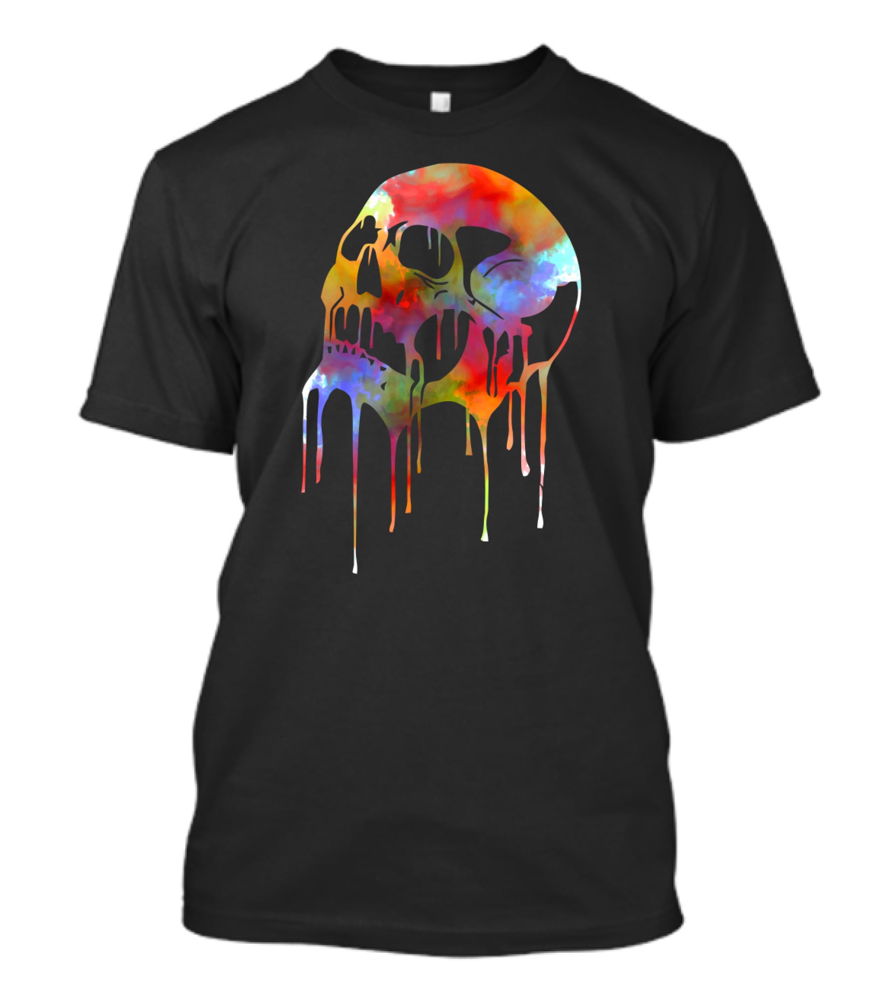 Colorful Melting Skull Psychedelic Dripping Spectrum T-Shirt
