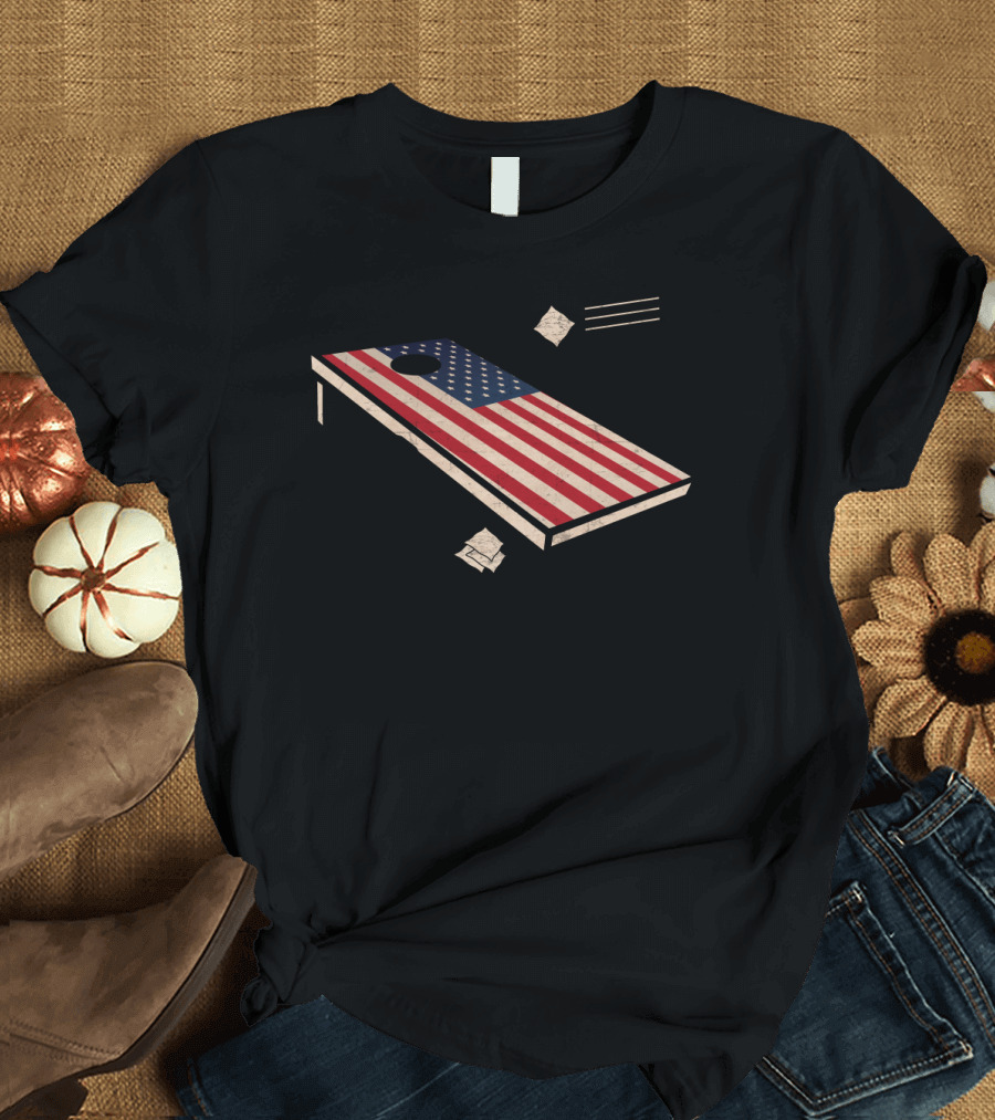 Cornhole American Flag Patriotic Board T-Shirt