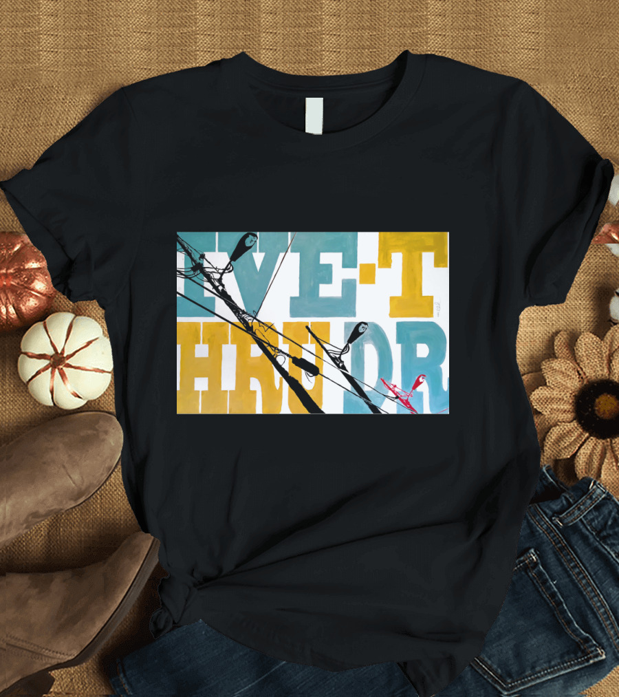 Eye-T HrU Dr - Urban Graffiti and Telephone Line Art Integration T-Shirt