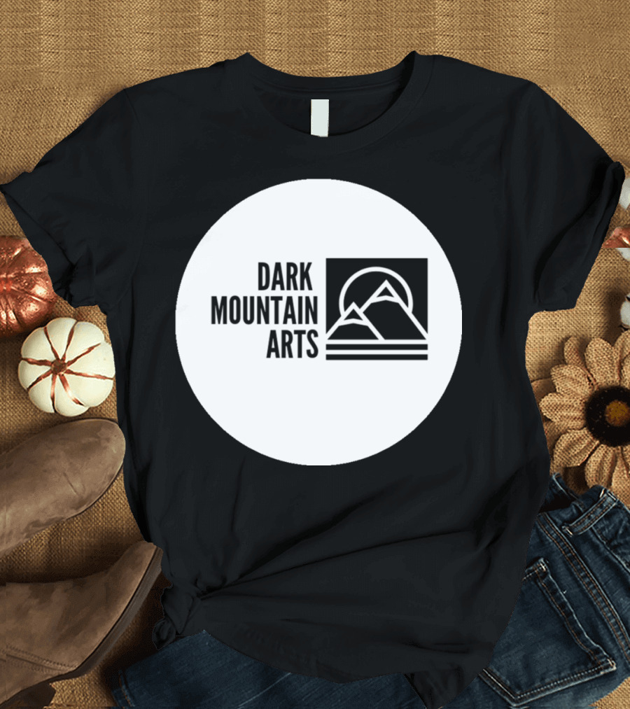 Dark Mountain Arts Minimalist Peaks Logo in Monochrome Circle T-Shirt