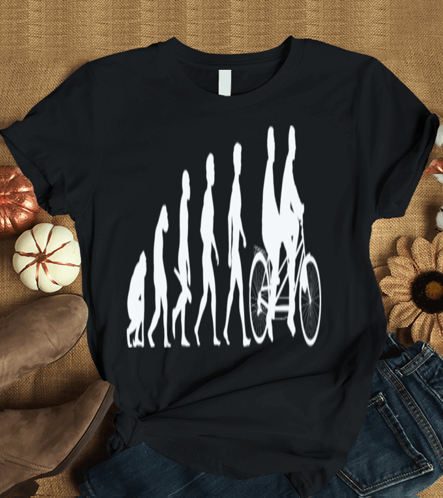 Evolution of Cycling Tandem Bicycle Bike Cyclist Cycle Biking Journey T-Shirt