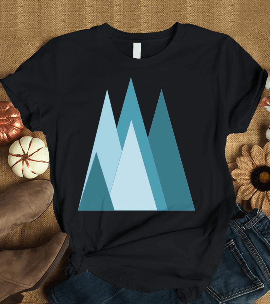 Geometric Mountain Triangles Blue Abstract Peaks T-Shirt