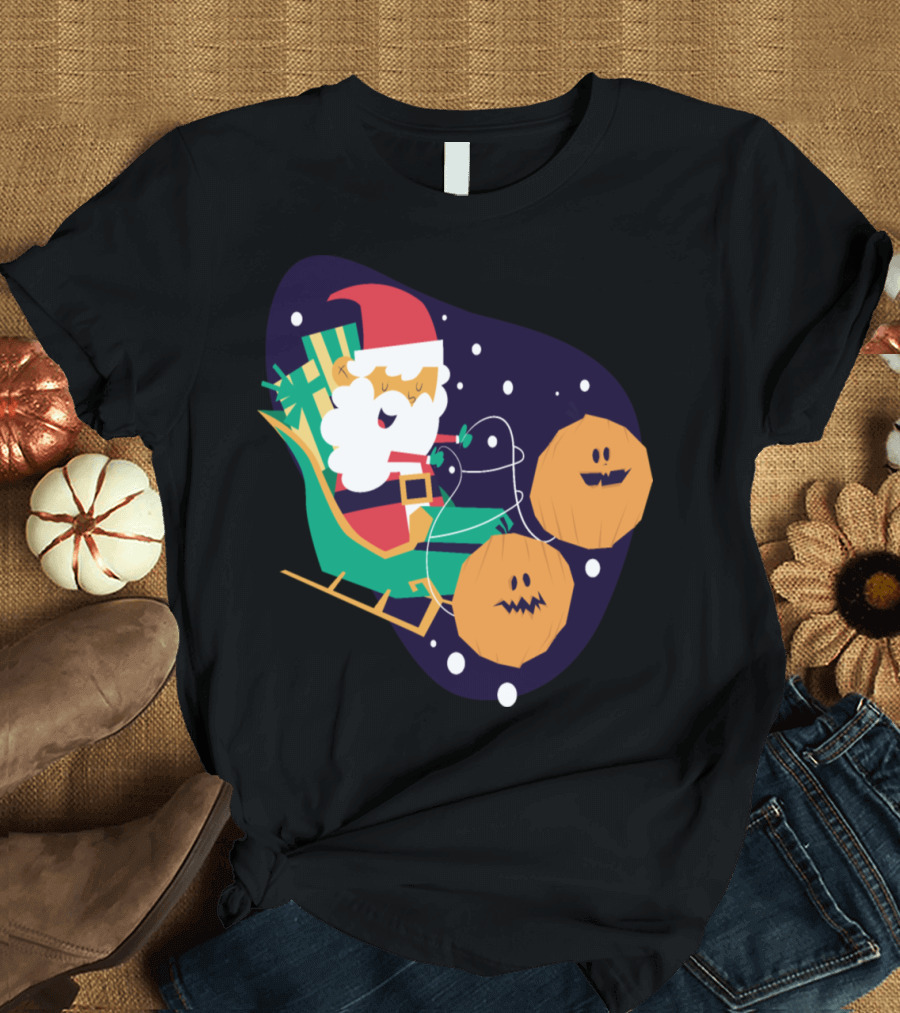 Santa Sleighing with Pumpkins T-Shirt