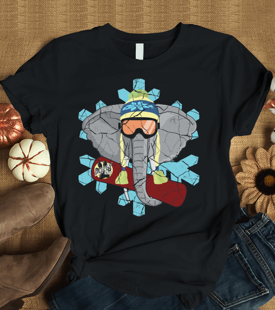 Elephant Snowboard with DopeyArt Logo in Winter Sports T-Shirt