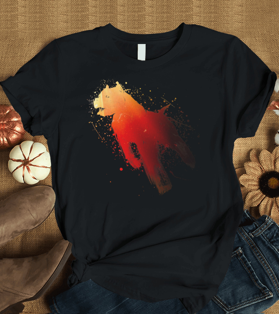 Dynamic Splash Art Canine in Vibrant Motion T-Shirt