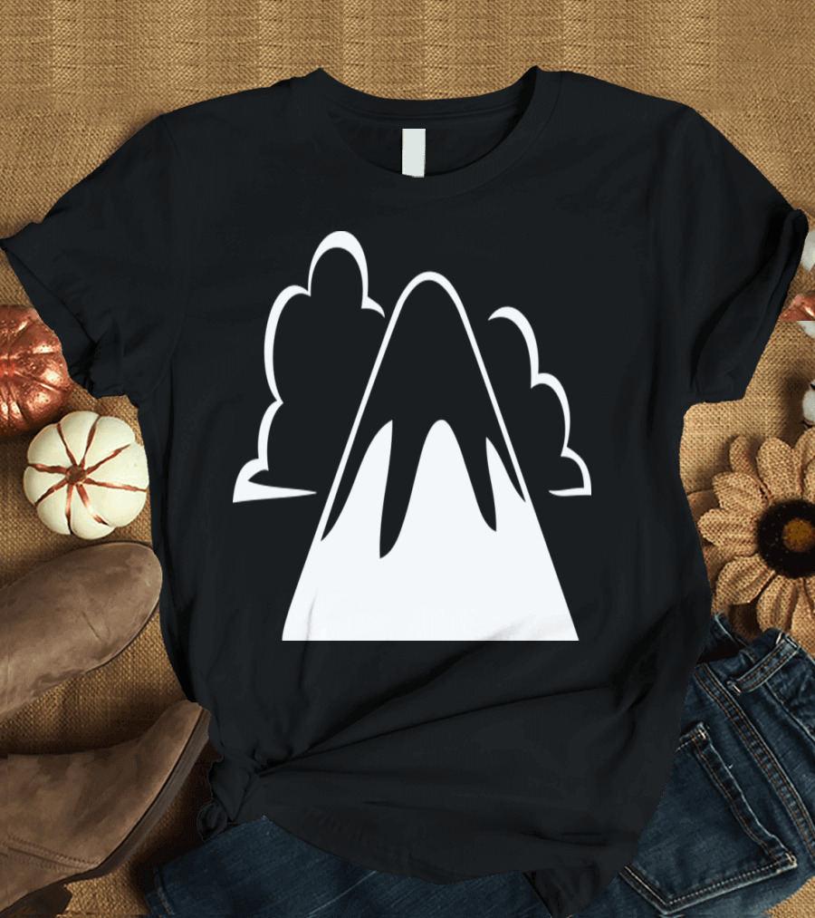 Mountain And Clouds Silhouette Graphic Nature Motif T-Shirt