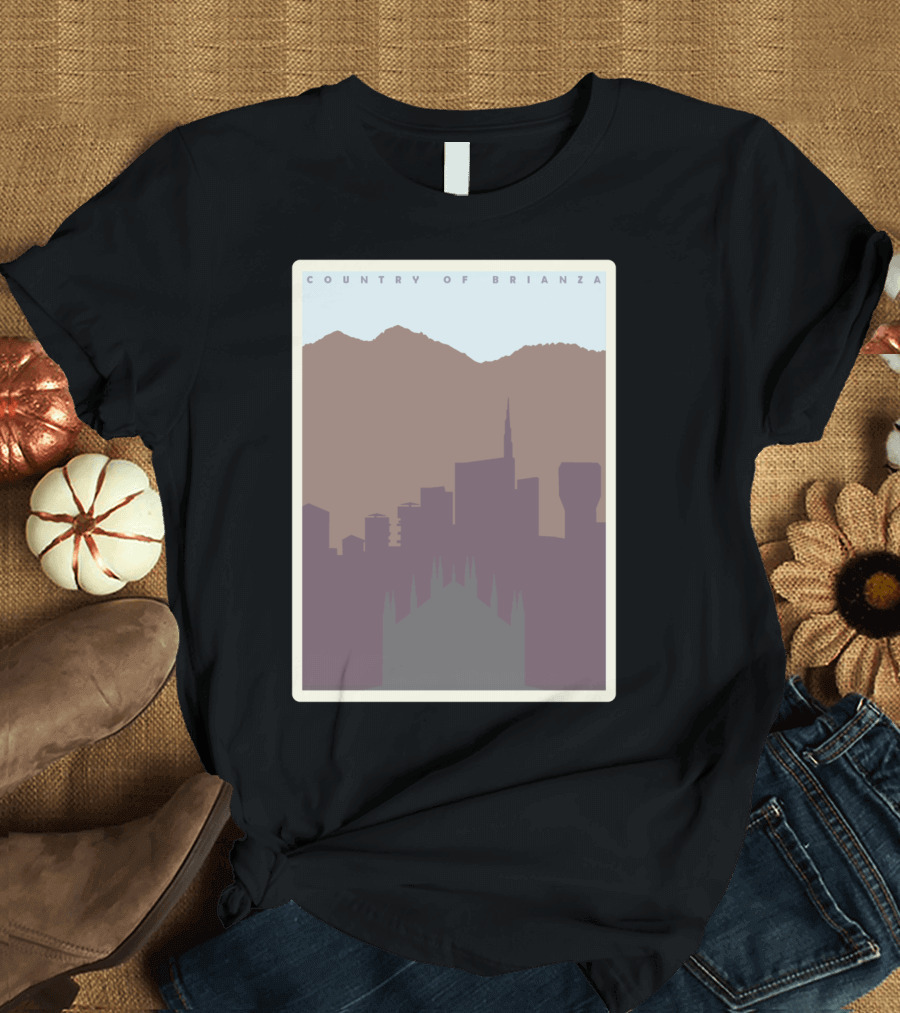 Country of Brianza Skyline with Mountain Silhouette and Architectural Landmarks T-Shirt