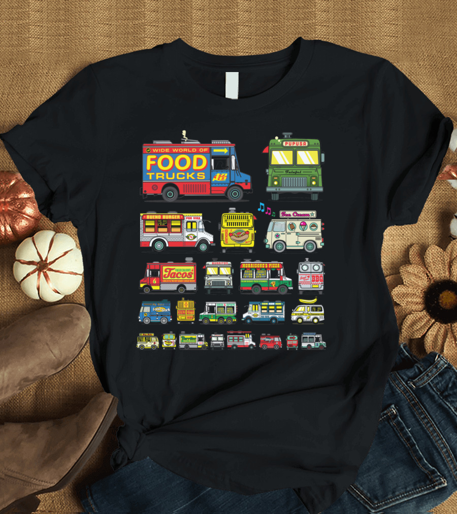 Wide World of Food Trucks Taco Ice Cream BBQ Pizza Pupusa Festival T-Shirt