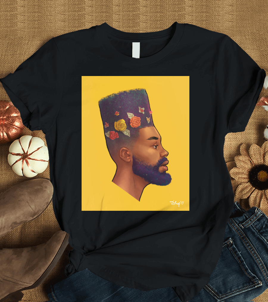 Floral Hi Top Profile with Vibrant Roses and Yellow Background T-Shirt