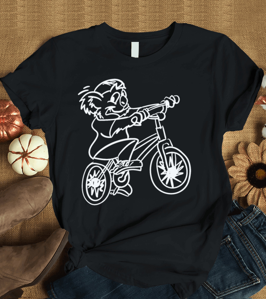 Koala Riding Bicycle Sketch T-Shirt