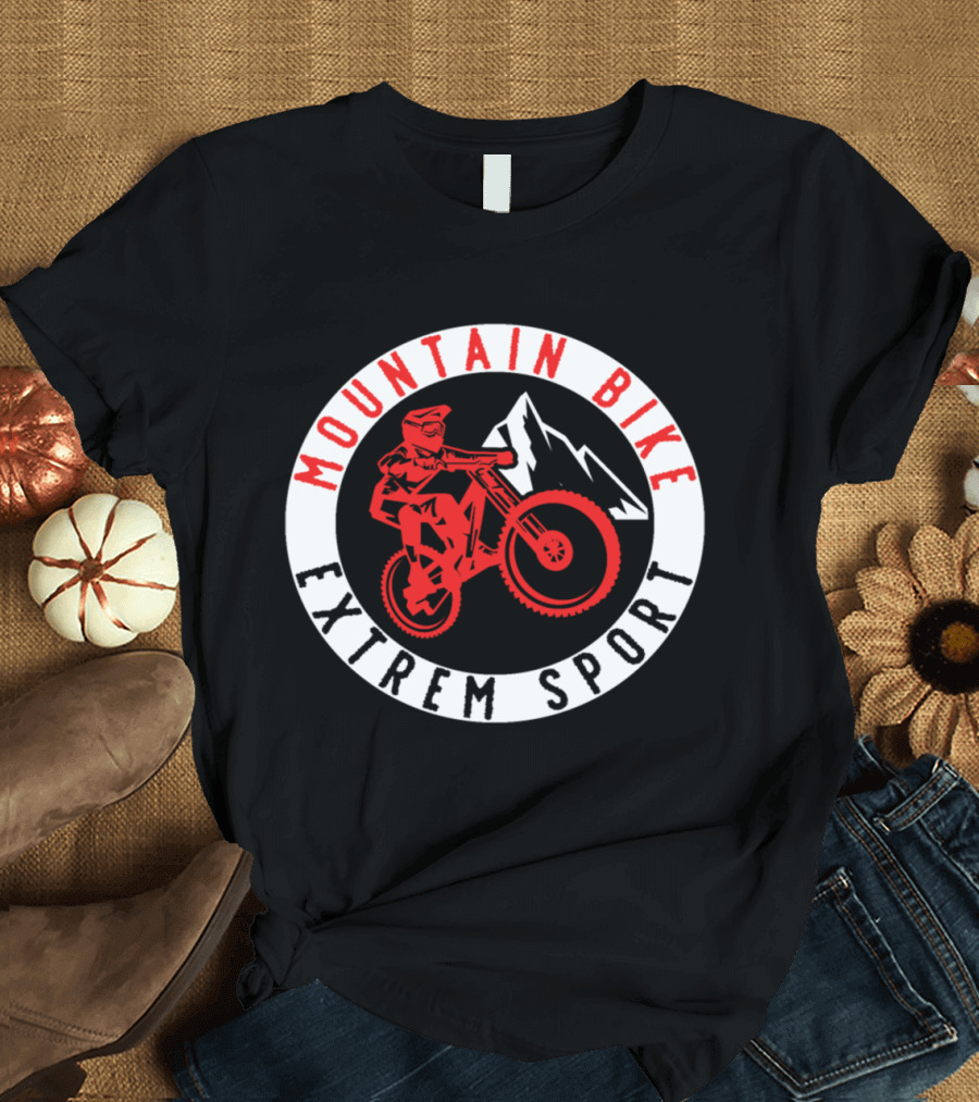 Mountain Bike Extrem Sport Red Rider Mountain Range Adventure T-Shirt