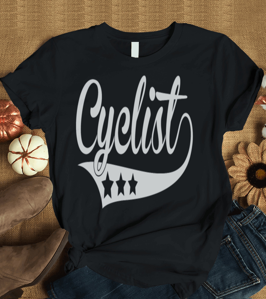 Cyclist Three Stars Retro Bicycle T-Shirt