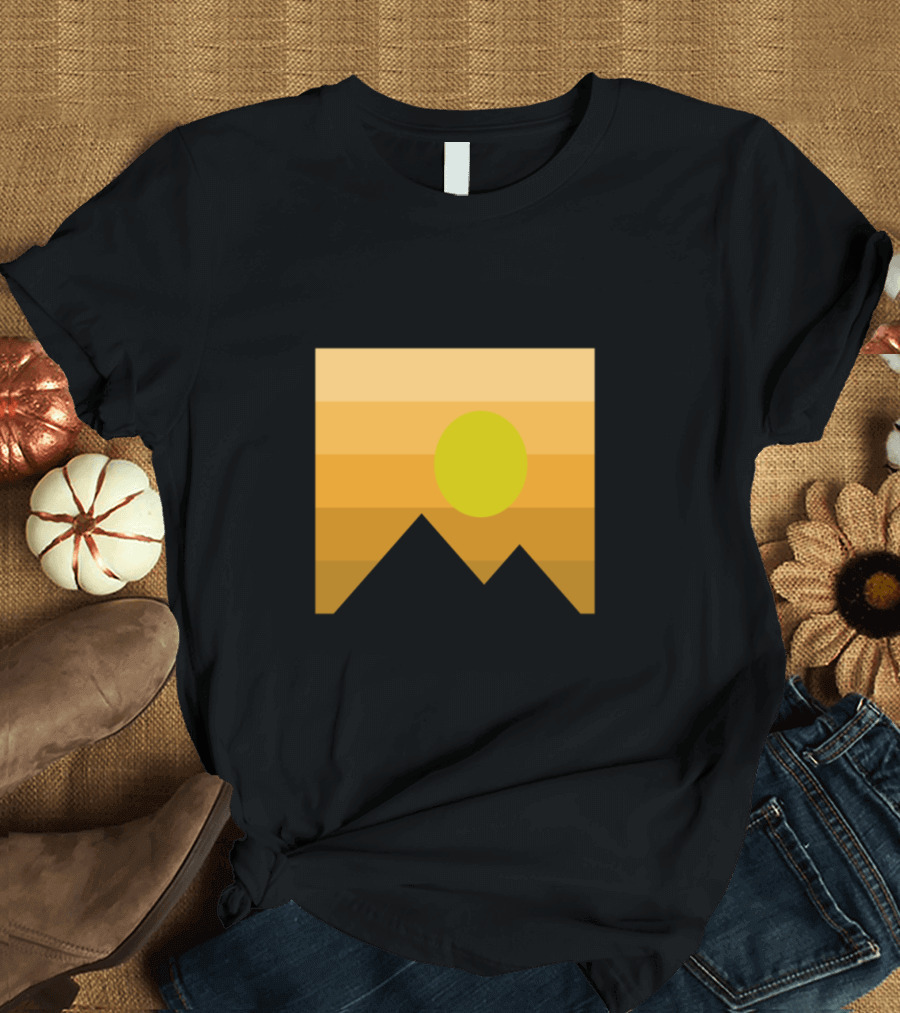 Mountain Sunrise with Gradient Horizon and Sun Elements T-Shirt