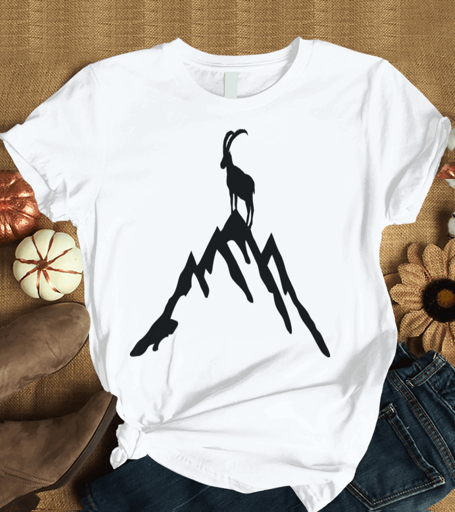 Ibex Silhouette on Mountain Peak T-Shirt