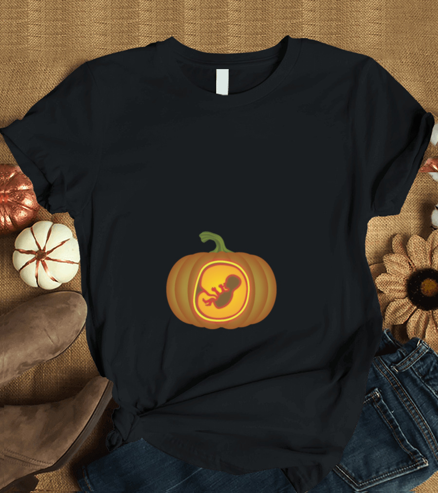 Pumpkin Pregnancy Maternity Expecting Baby Halloween T-Shirt