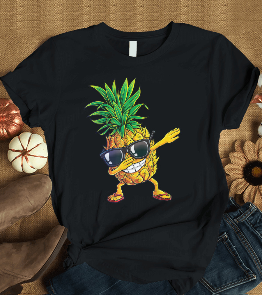 Dabbing Pineapple Sunglasses Aloha Beaches Fun Summer Vibes T-Shirt